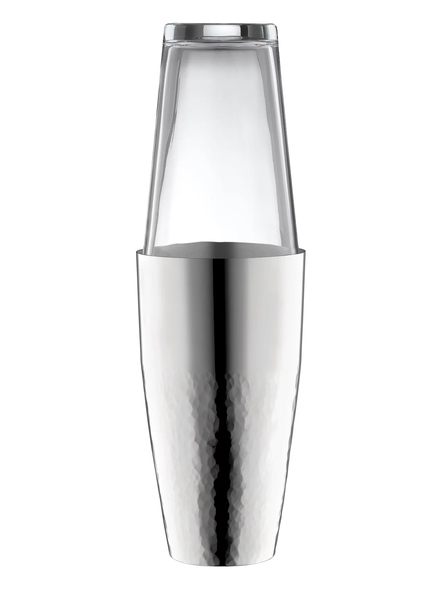 Martelé Cocktailshaker mit Glas (90g versilbert)