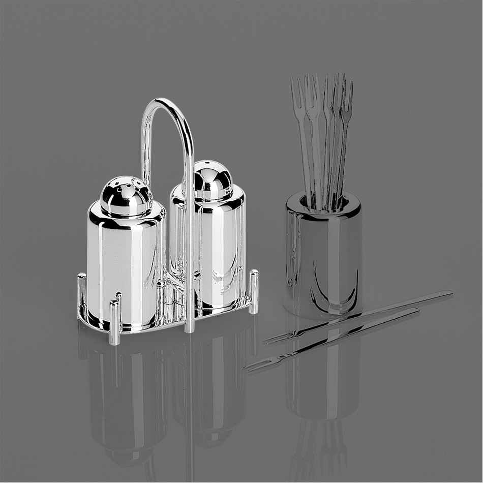 Alta Salt and pepper with stand (925 Sterling Silver)