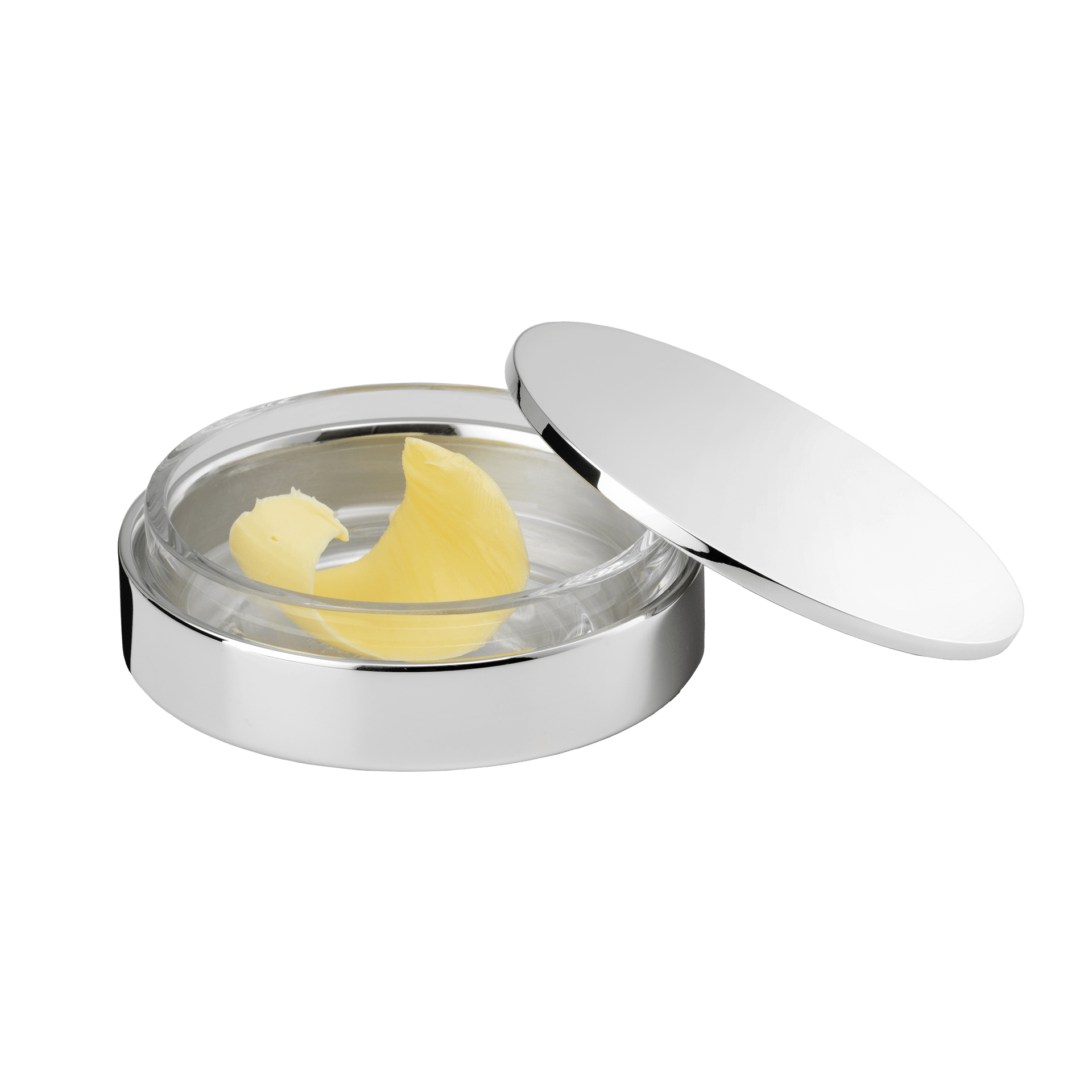Butter dish with lid and glass insert (90g silverplated)