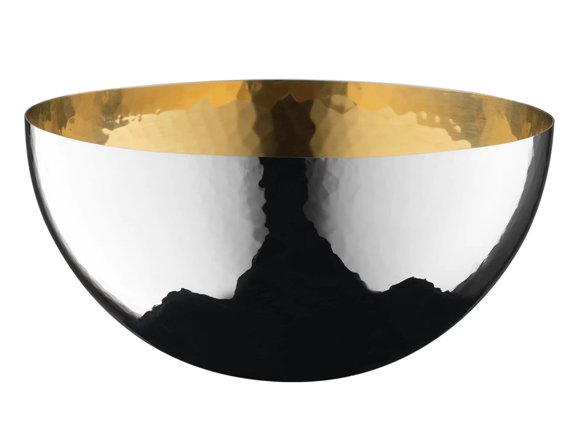 Martelé Bowl 12 cm, plain rim (90g silverplated, gold-plated inside)
