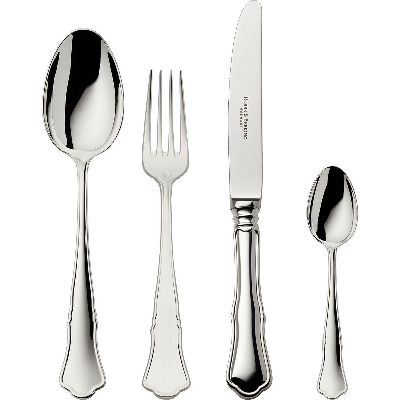 Alt-Chippendale 4-piece set (150g massive silverplated)