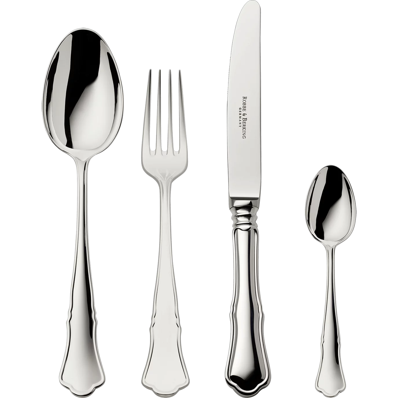 Alt-Chippendale 4-piece set (150g massive silverplated)
