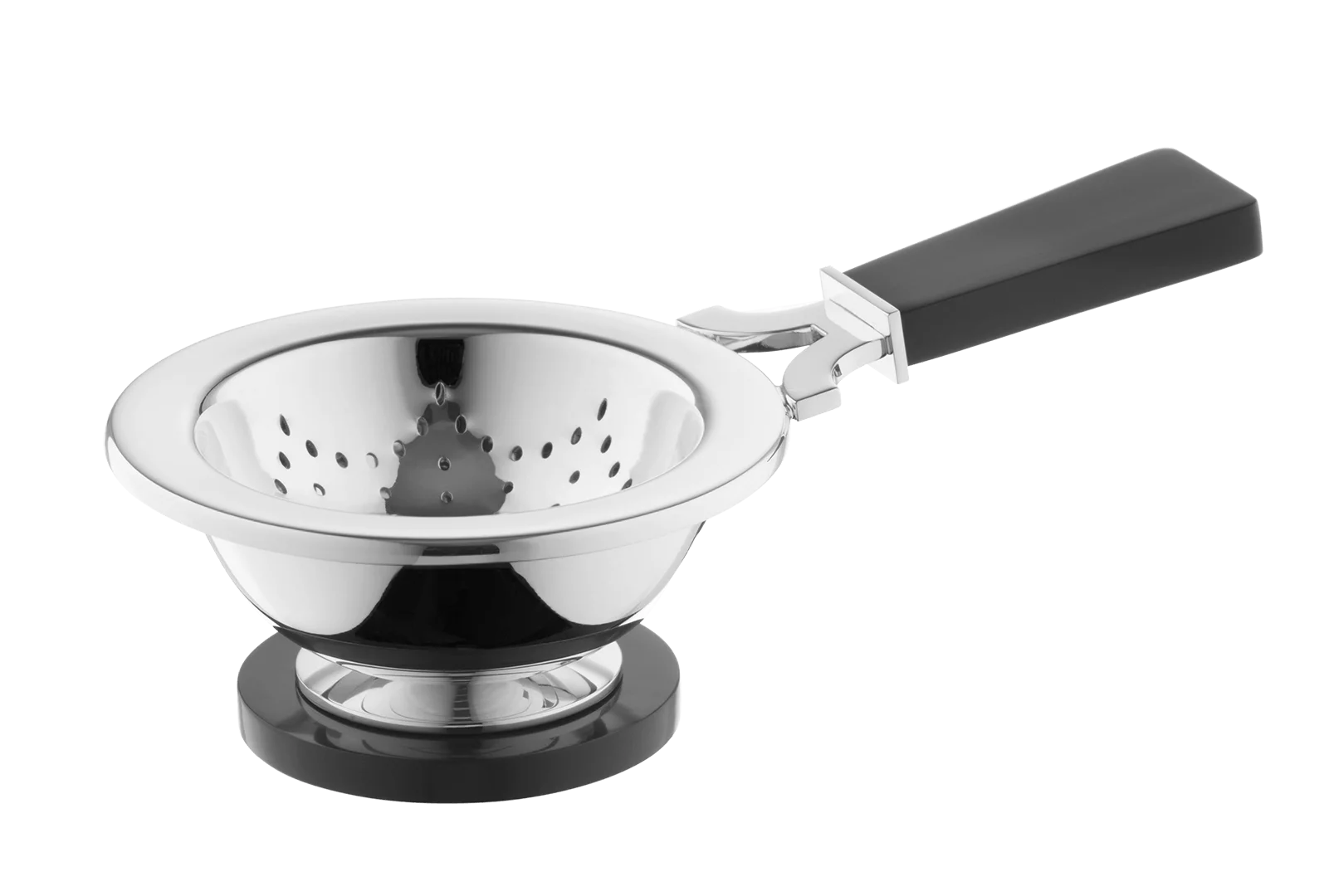 Tea strainer with Corian handle & drip tray (925 Sterling Silver)