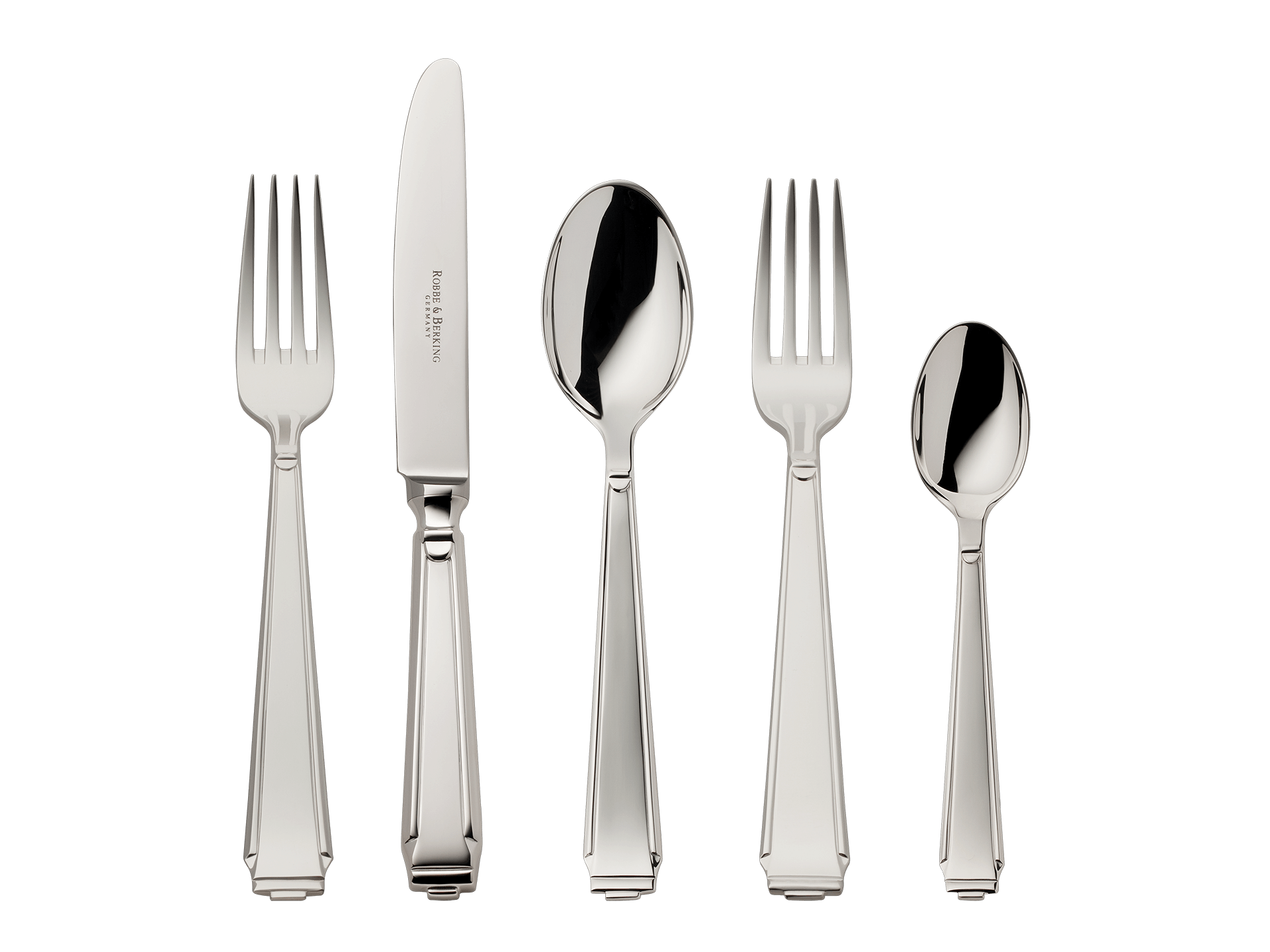 Art Deco 5-piece place setting (925 Sterling Silver)