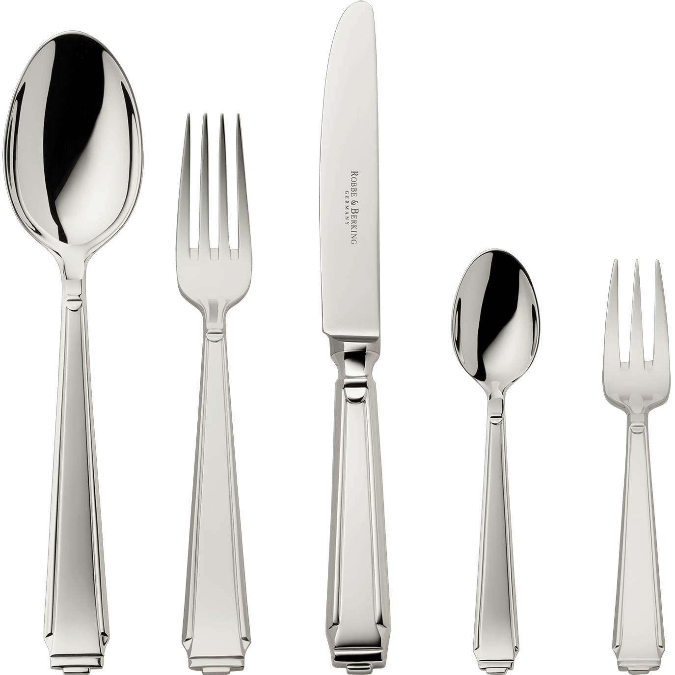 Art Deco 5-piece place setting (925 Sterling Silver)