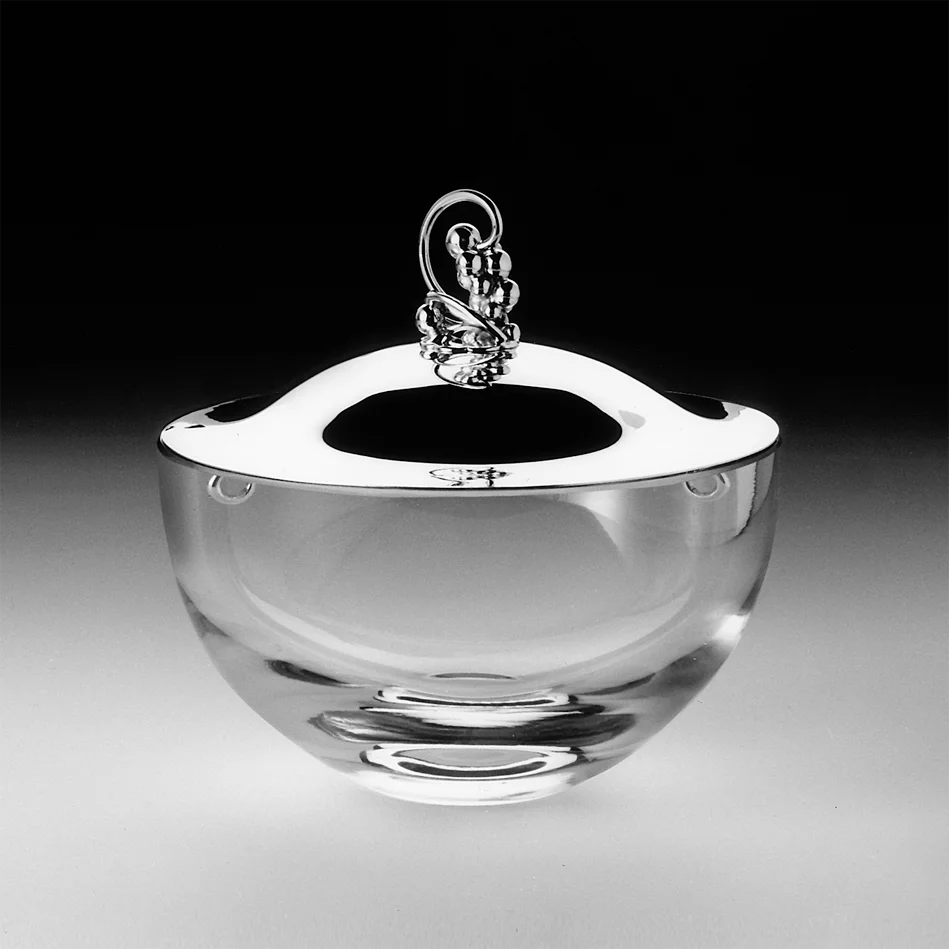 Crystal Bowl with silver lid  (925 Sterling Silver)