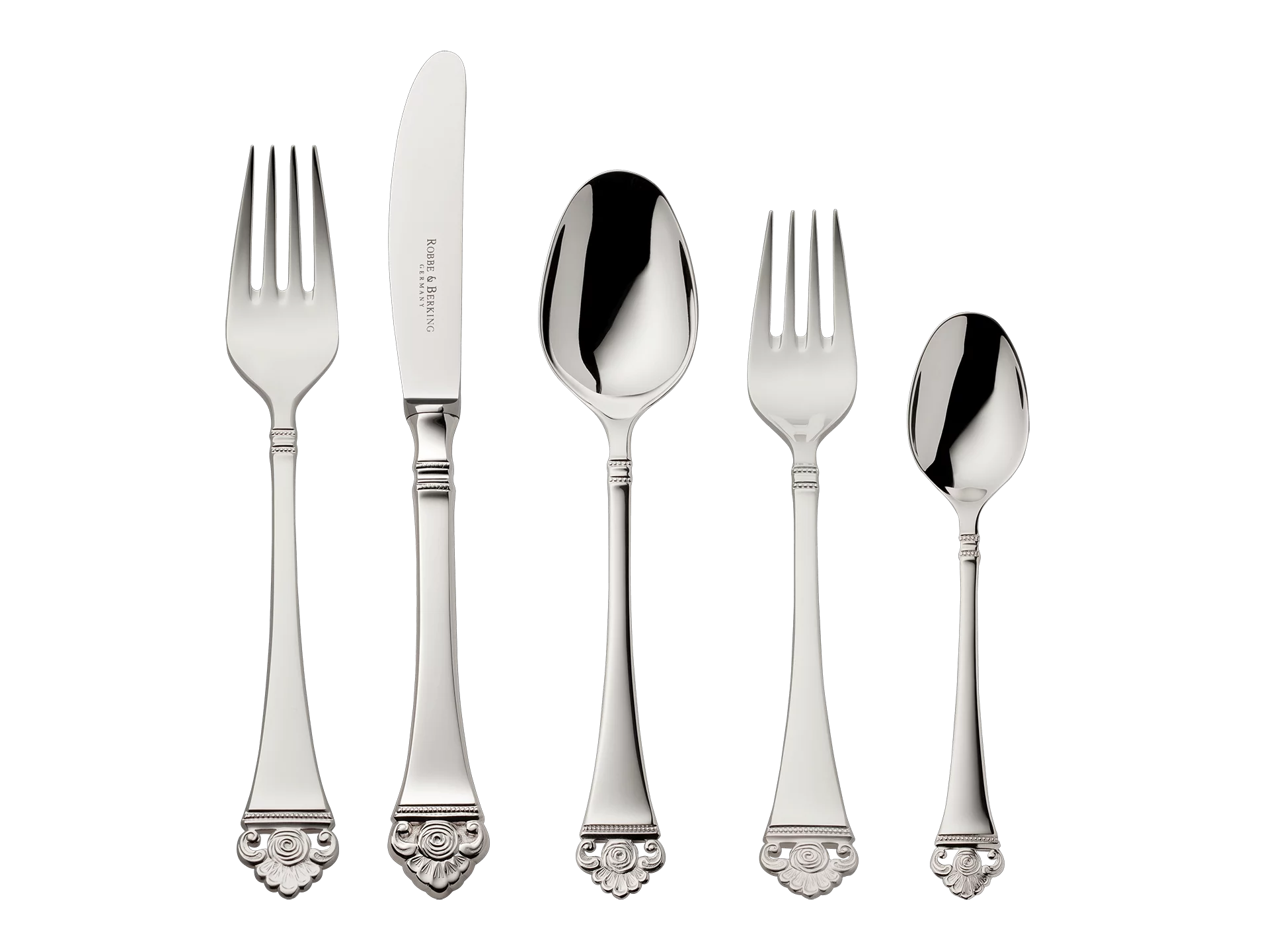 Rosenmuster 5-piece place setting (150g massive silverplated)