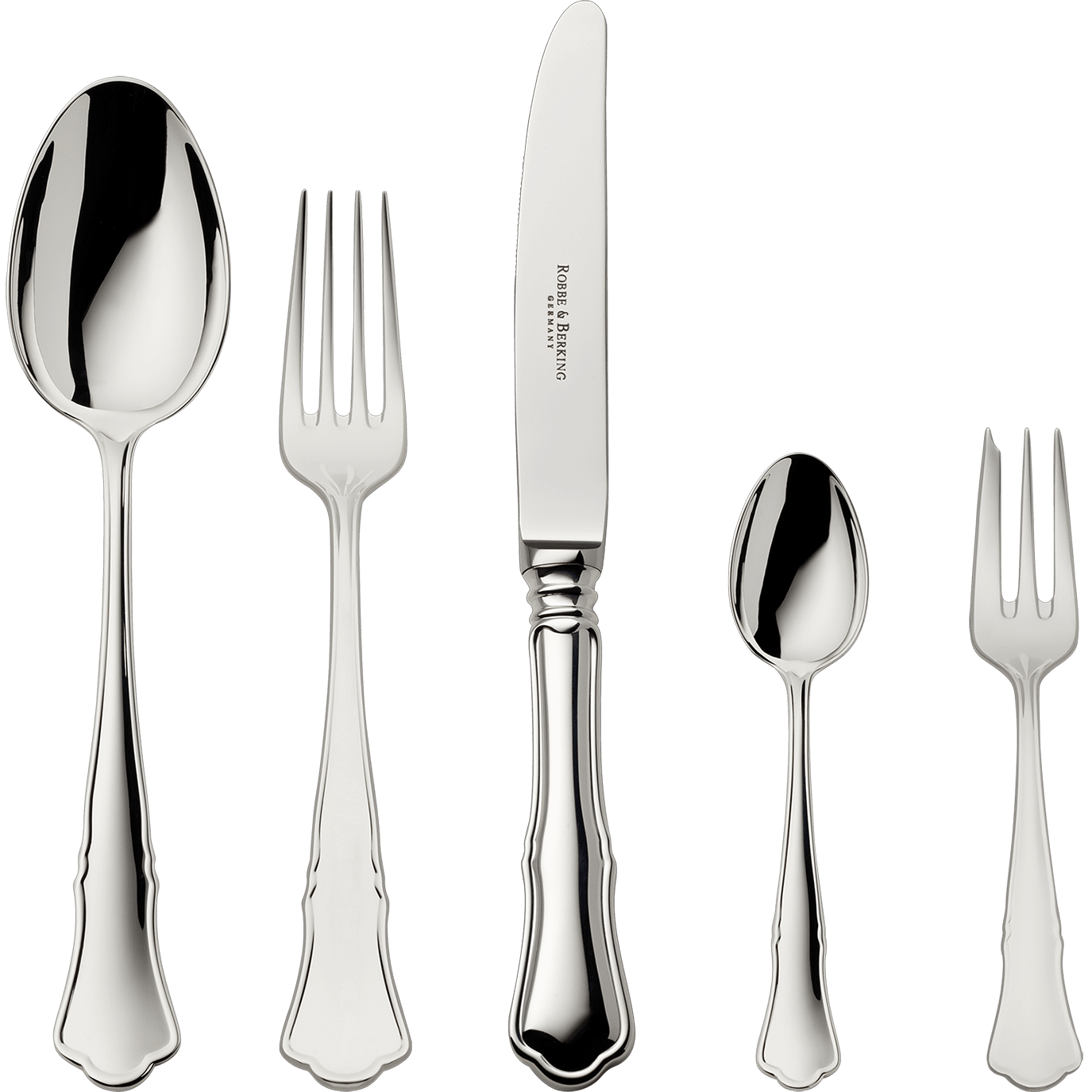 Alt-Chippendale 30-piece set (150g massive silverplated)